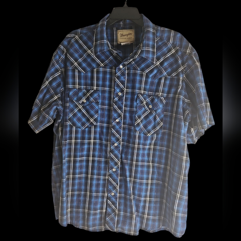 Wrangler Blue Plaid Button-Up Shirt 2XL